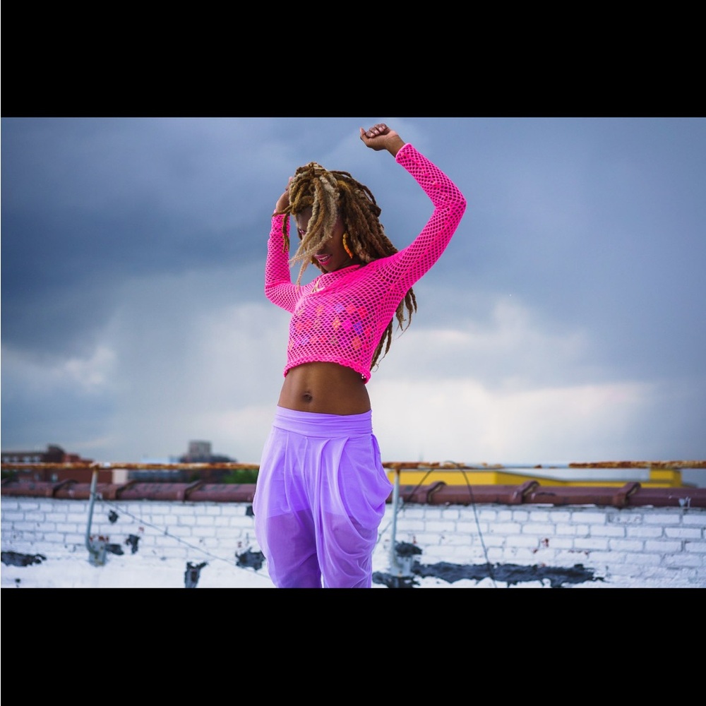 Neon Fishnet Crop Top